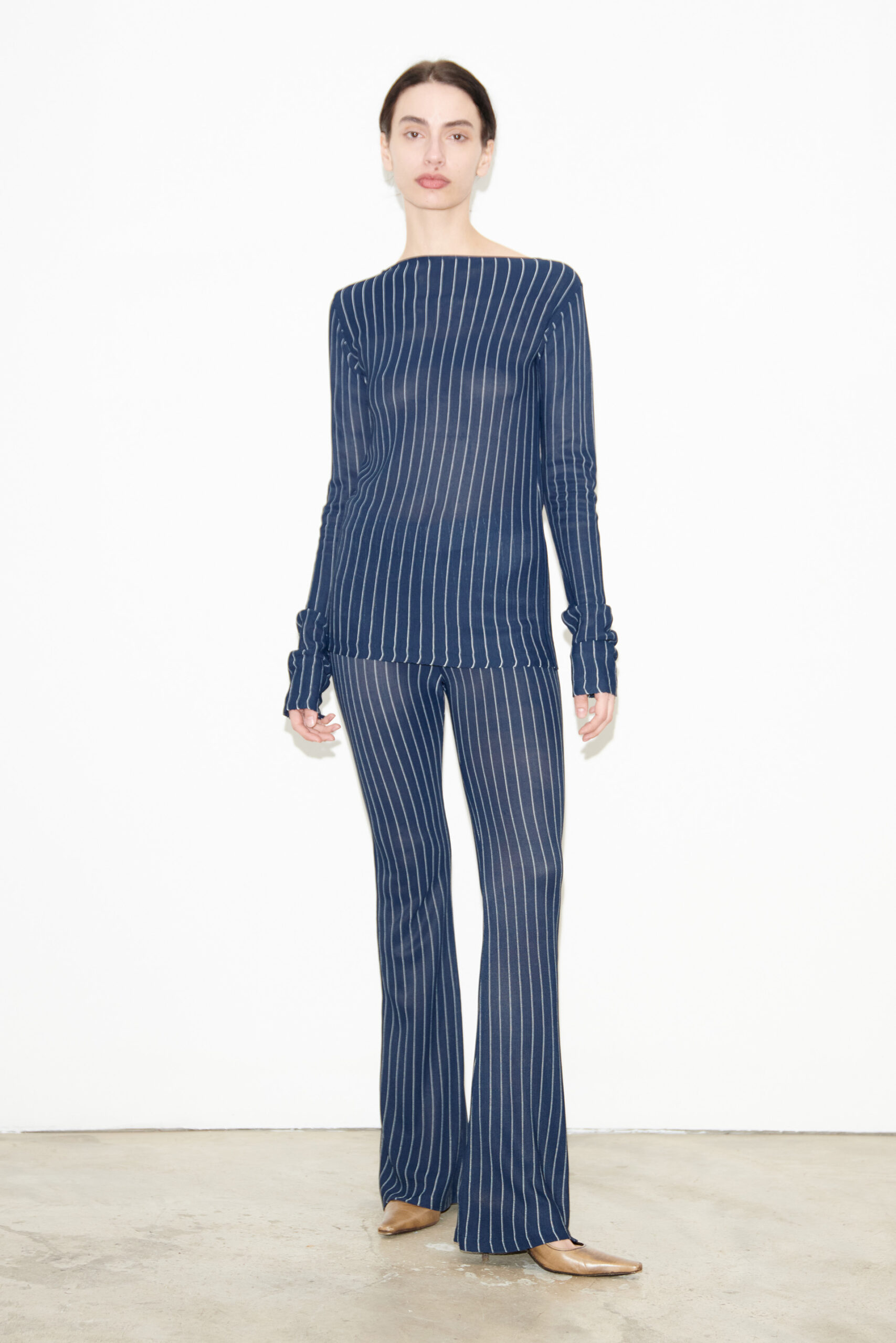 TL180 knitwear Dani Knitted Pants Gessato Navy and Panna 01