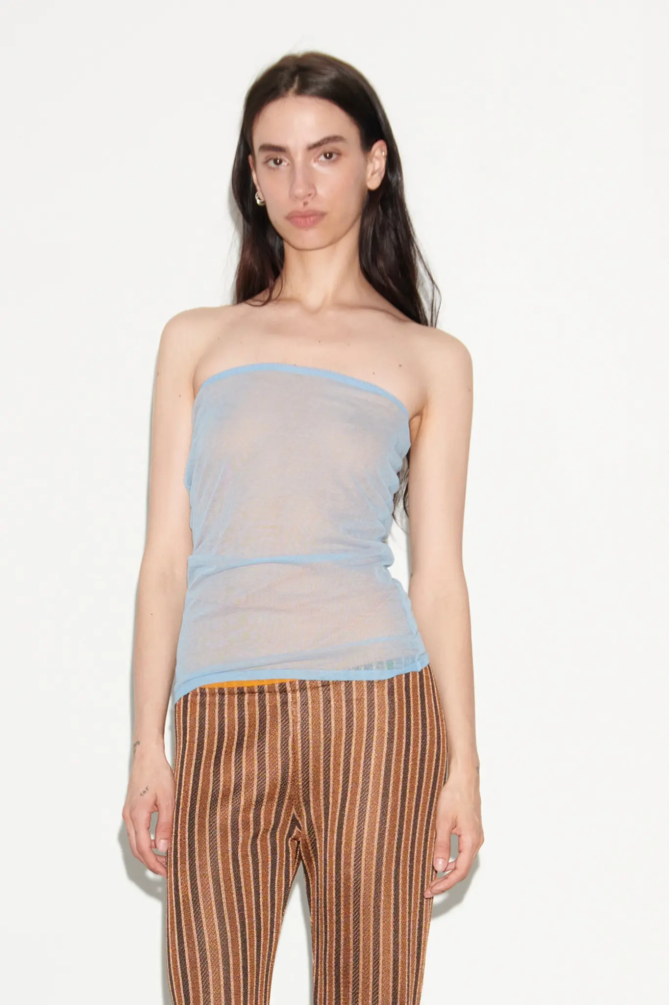 TL180 Knitwear Bennie Reversible Knitted Top Celeste and Arancio 01