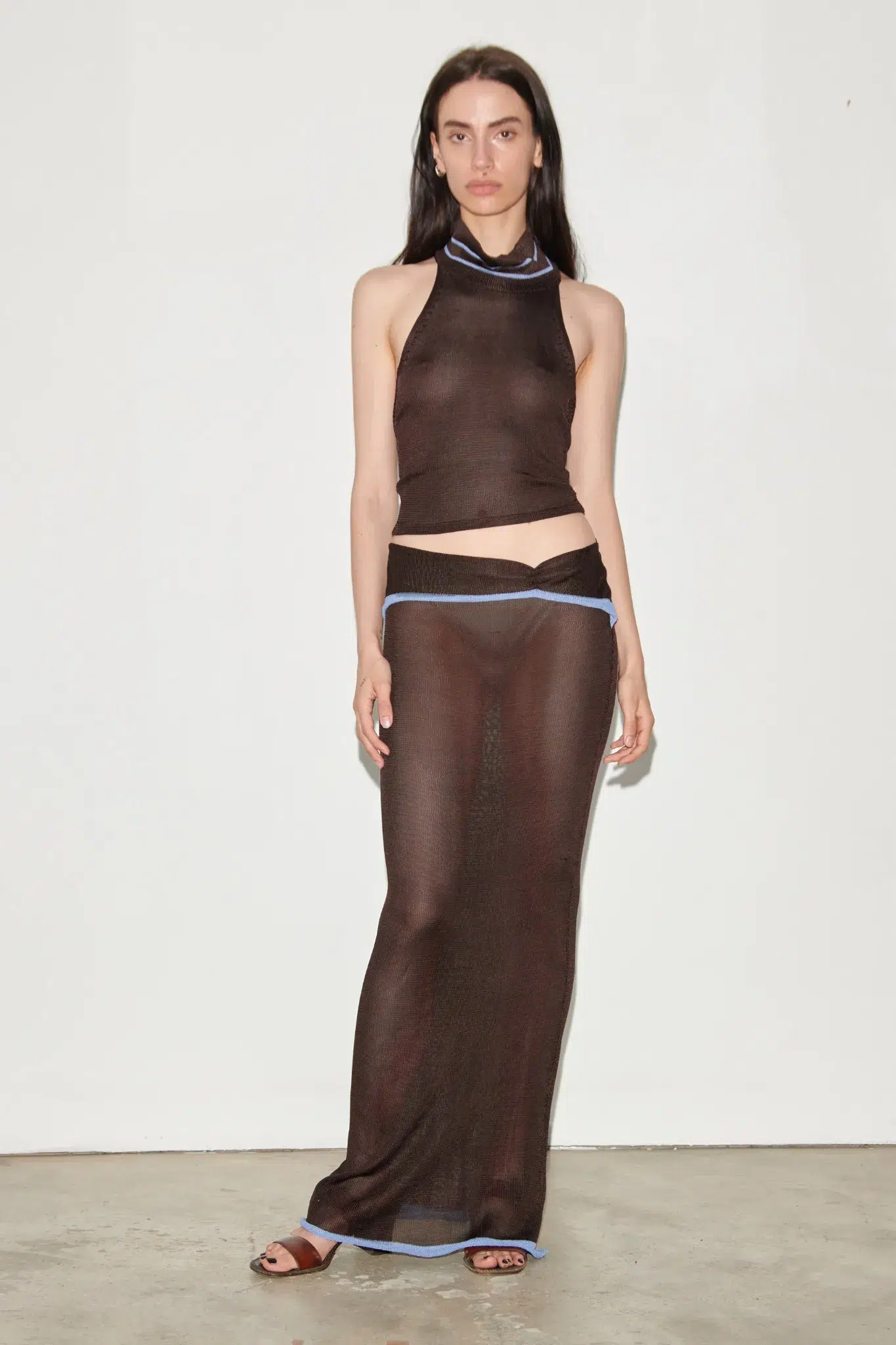TL180 Knitwear Dea Knitted Skirt Cioccolato And Celeste 01