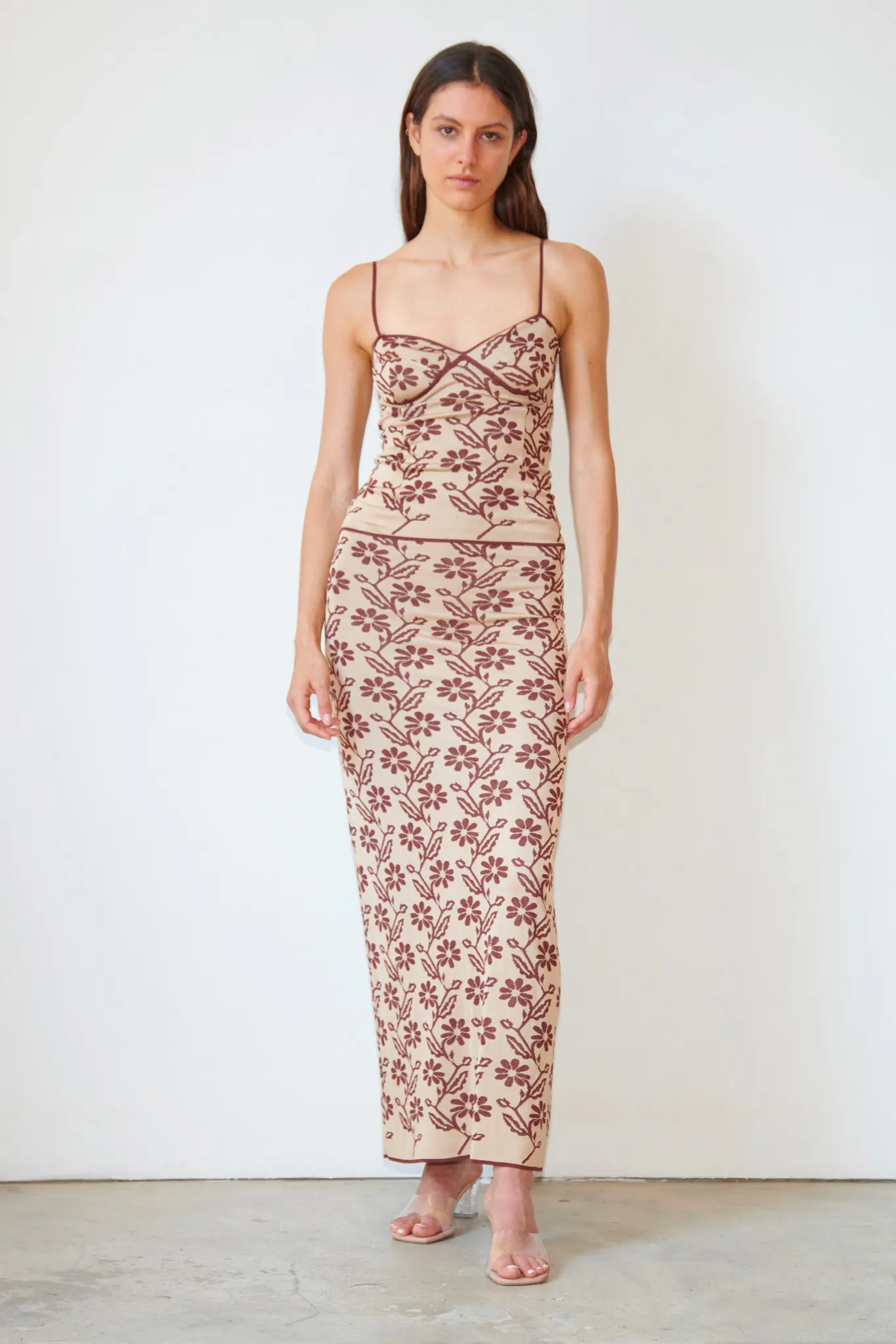 TL180 Knitwear Tori Knitted Skirt Panna and Cioccolato 01
